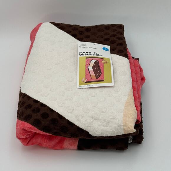 Room Essentials Ice Cream Beach Towel 36x72 100% Cotton Summer Pool Towel NEW - Picture 2 of 10